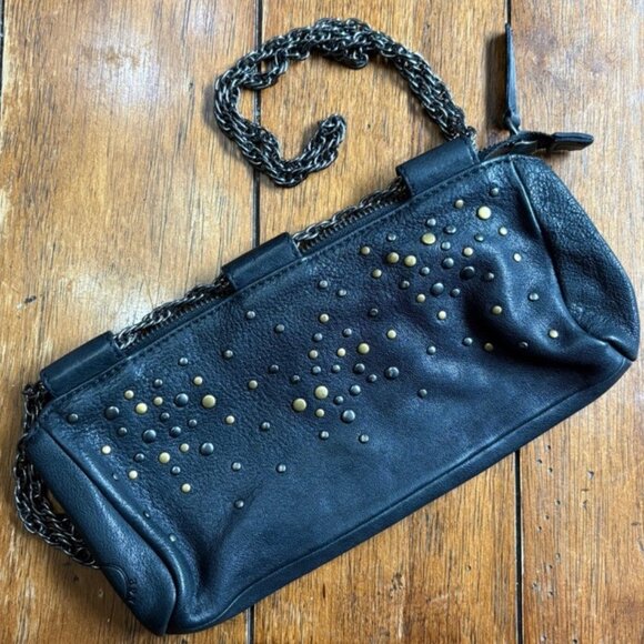 A/X Armani Exchange clutch/wristlet. Black leather with metal studs. - Picture 2 of 4